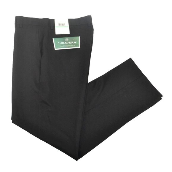 CUBAVERA Men's Tailored Tropics Flat Front Pants SIZE 34/32 Black NWT‎ - Picture 1 of 6